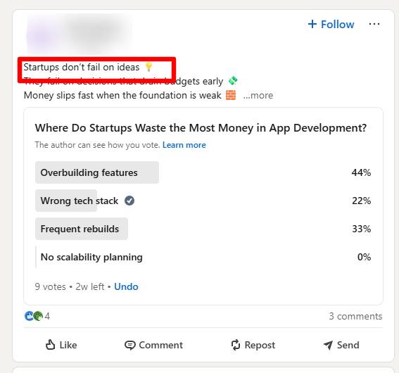 False contrast hook LinkedIn post example 1