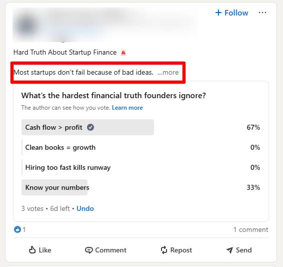 False contrast hook LinkedIn post example 2