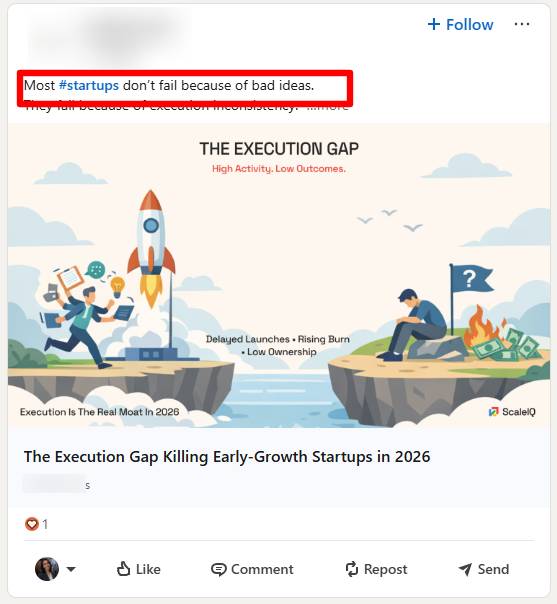 False contrast hook LinkedIn post example 3